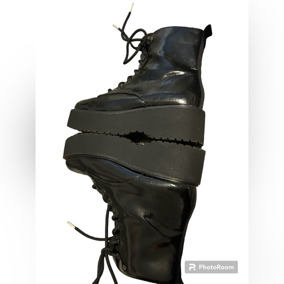 Steve Madden Cool Planet black patent leather Kreed platform Boots size 6 - Picture 7 of 8